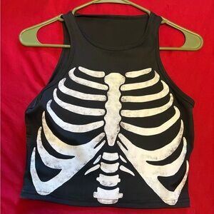 SHEIN Black Skeleton Print Crop Top